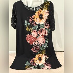 Luxology Black Floral Lace Dress